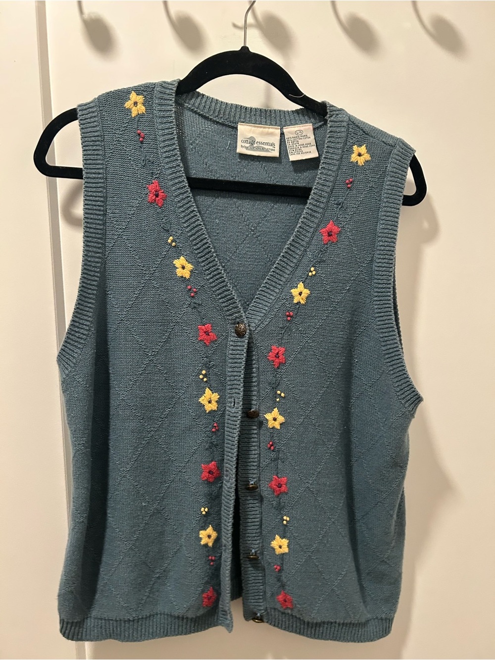 Charming Vintage Cottage Essentials Embroidered Sweater Vest